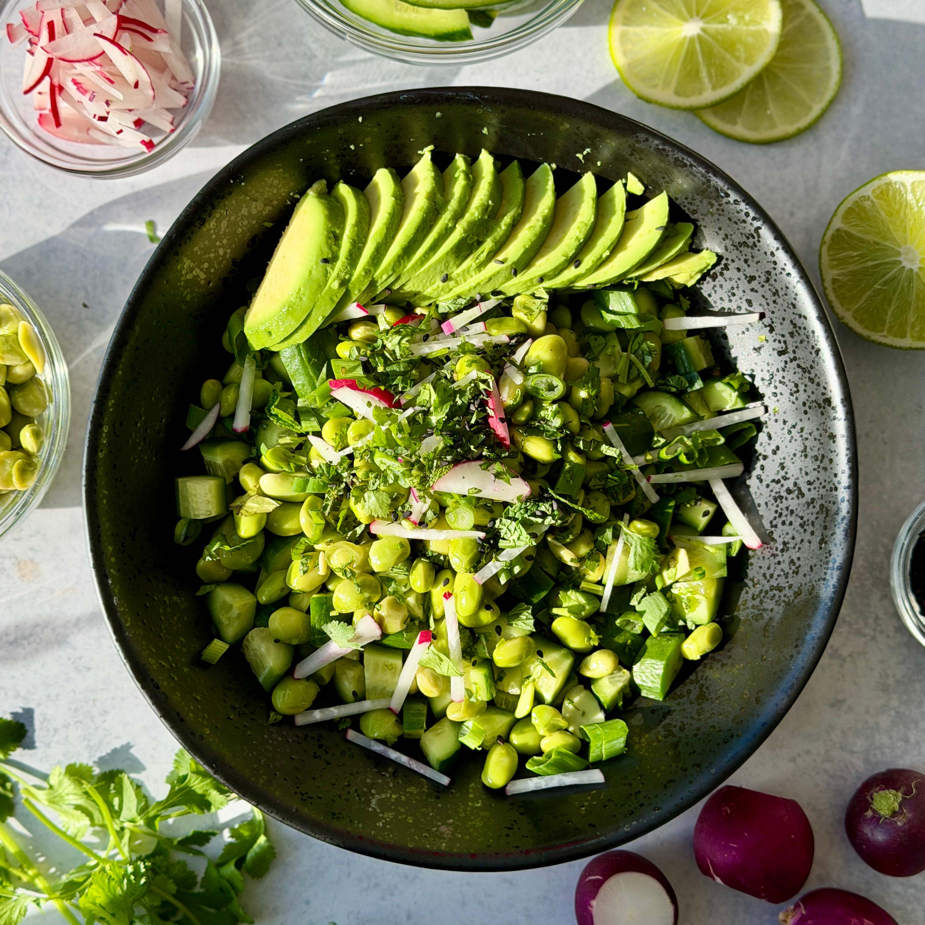 Edamame Cucumber Salad with Crispy Rice